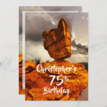 75th Birthday Party Invitation, Balanced Rock