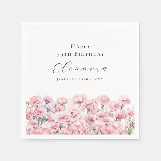 75th Birthday Pink Carnation January Birth Flower Servet (Voorkant)