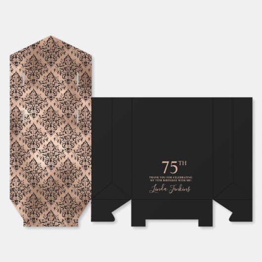 75th Birthday Rose Gold Damask Thank You  Bedankdoosjes (Ongevouwen)