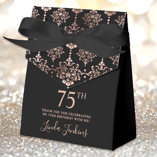 75th Birthday Rose Gold Elegant Thank You  Bedankdoosjes