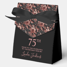 75th Birthday Rose Gold Floral Thank You  Bedankdoosjes
