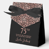 75th Birthday Rose Gold Leopard Print Thank You Bedankdoosjes (Voorkant)