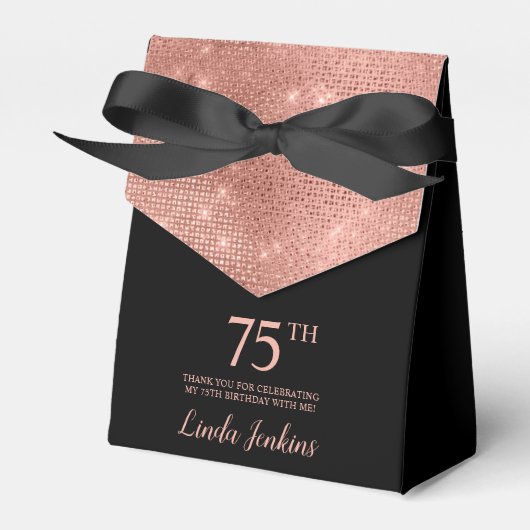 75th Birthday Rose Gold Thank You Favor Box Bedankdoosjes (Voorkant Zijde)