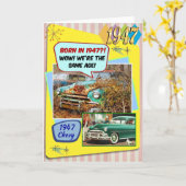 75th Birthday! Same age as this 1947 Chevy! Kaart (Gele Bloem)