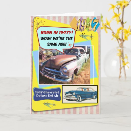 75th Birthday! Same age as this 1947 Chevy! Kaart (Gele Bloem)
