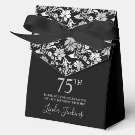75th Birthday Silver Floral Thank You  Bedankdoosjes