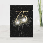75th Birthday Sparkler op zwart Kaart (Voorkant)