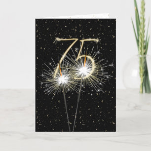 75th Birthday Sparkler op zwart Kaart