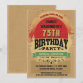 75th Birthday  Typography Grunge Kaart (Voorkant / Achterkant)