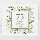 75th Birthday White Hydrangeas Sparkling Wijnetiket (Enkel label)