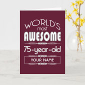 75th Birthday Worlds Best Fabulous Dark Red Maroon Kaart (Gele Bloem)