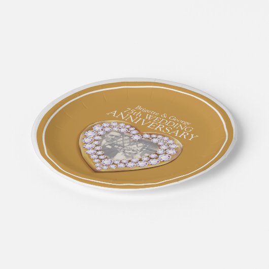 75th Bruiloft Jubileum foto hart papier bord (Gekanteld)