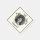 75th Custom Photo White and Gold Birthday Servet (Hoek)