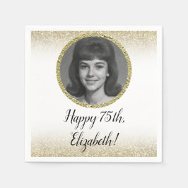 75th Custom Photo White and Gold  Servet