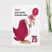75th Funny Birthday Pink Buzzard met Name Kaart (Voorkant)