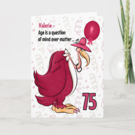 75th Funny Birthday Pink Buzzard met Name Kaart
