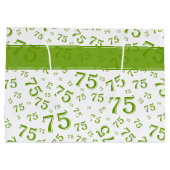 75th Happy Birthday Green/White Number Pattern Groot Cadeauzakje (Achterkant)