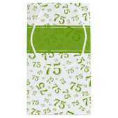 75th Happy Birthday Green/White Number Pattern Klein Cadeauzakje (Achterkant)