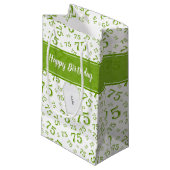 75th Happy Birthday Green/White Number Pattern Klein Cadeauzakje (Voorkant Gekanteld)