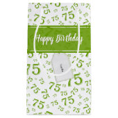75th Happy Birthday Green/White Number Pattern Klein Cadeauzakje (Voorkant)