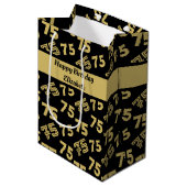 75th Happy Birthday Name Persoonlijk Medium Cadeauzakje (Voorkant Gekanteld)