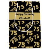 75th Happy Birthday Name Persoonlijk Medium Cadeauzakje (Voorkant)
