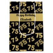 75th Happy Birthday Name Persoonlijk Medium Cadeauzakje (Achterkant)