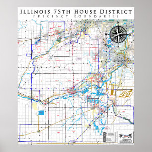 75th Illinois House District - Gedetailleerde lijn Poster