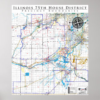 75th Illinois House District - Gedetailleerde lijn Poster