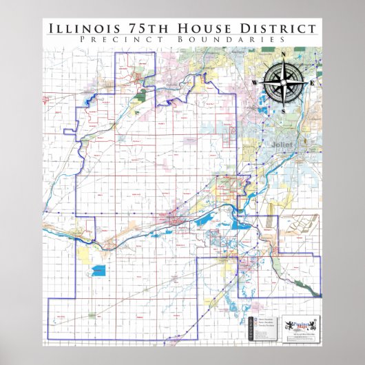 75th Illinois House District - Gedetailleerde lijn Poster (Voorkant)