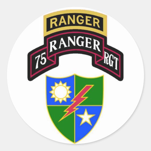 75th Infantry Ranger Regiment Scroll Ronde Sticker (Voorkant)