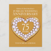 75th Jubilee Bruiloft Jubileum maaltijd keuze Informatiekaartje (Voorkant)