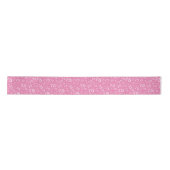 75th Modern Random Number Pattern Pink/White Satijnen Lint (Voorkant)