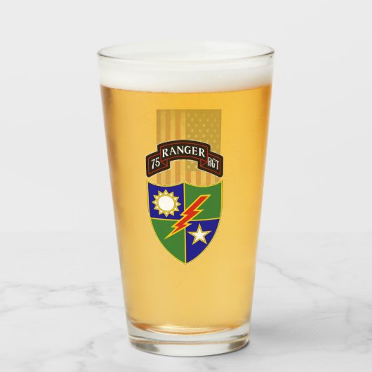 75th Ranger Regiment - Amerikaanse vlag - Glas (Voorkant gevuld)