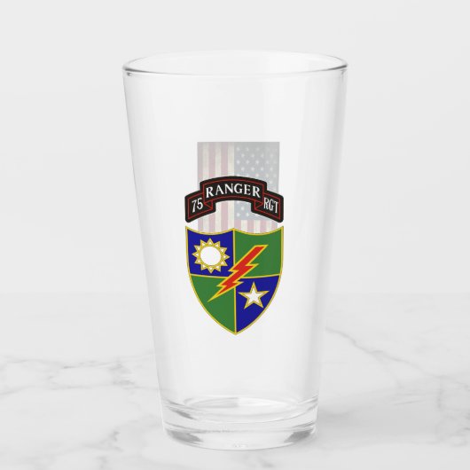75th Ranger Regiment - Amerikaanse vlag - Glas (Voorkant)
