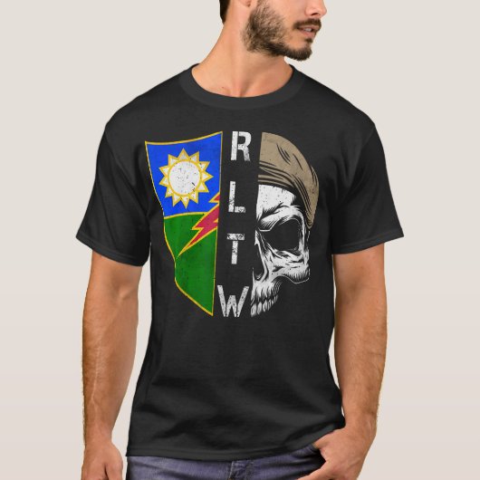 75th Ranger Regiment Skull Unit Crest RLTW Beret V T-shirt (Voorkant)