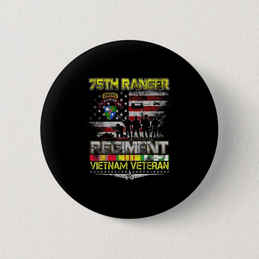 75th Ranger Regiment Vietnam Veteraan Patriottisch Ronde Button 5,7 Cm (Voorkant)