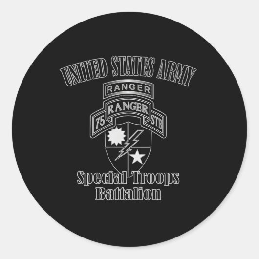 75th Ranger Regit Special Troops Bataljon Terug Ronde Sticker (Voorkant)