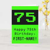 75th Verjaardag: Nerdy / Geeky Stijl "75" en Naam Kaart (Gele Bloem)