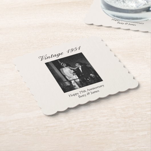 75th Wedding Anniversary Party Personalized Photo Kartonnen Onderzetters (Gebogen)