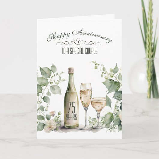 75th Wedding Anniversary Wine and Ivy   Kaart (Voorkant)