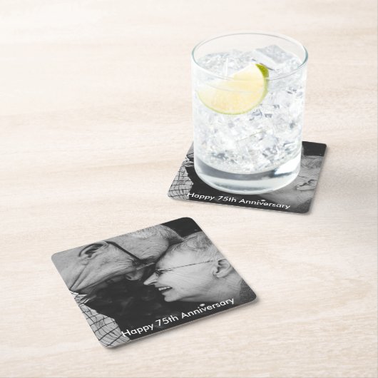 75th Wedding Jubileum - Aangepaste foto Kartonnen Onderzetters (Insitu)