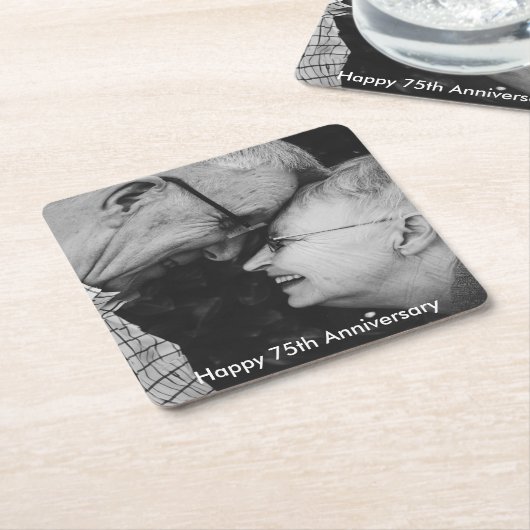 75th Wedding Jubileum - Aangepaste foto Kartonnen Onderzetters (Schuin)