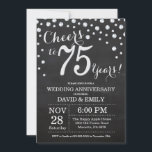 75th Wedding Jubileum Chalkboard Black Silver Kaart<br><div class="desc">75th Wedding Jubileum Chalkboard Black en Silver Invitation. Vijfenzeventig Jubileum. Chalkboard Black en Silver Glitter Diamond Background Zilveren Confetti. Volwassen verjaardag. Vrouw of Man Man Birthday Party. Voor verdere aanpassing,  te klikken gelieve de knoop "van de Aanpassing het"en ons ontwerphulpmiddel te gebruiken om deze sjabloon te wijzigen.</div>