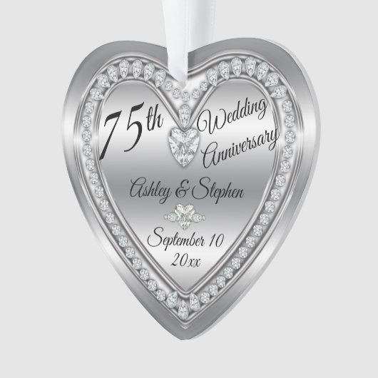 75th Wedding Jubileum Diamond Foto Keepomwille Ornament (voorkant)