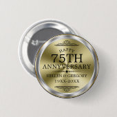 75th Wedding Jubileum Shiny Silver & Gold Ronde Button 5,7 Cm (Voorkant /achterkant)