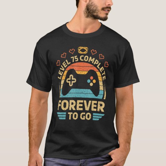 75th Wedding Jubileum Video Gamer Level 75 Comp T-shirt (Voorkant)