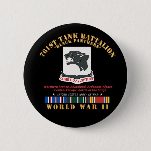761e Tankbataljon - Black Panthers - WWII EU Ronde Button 5,7 Cm (Voorkant)