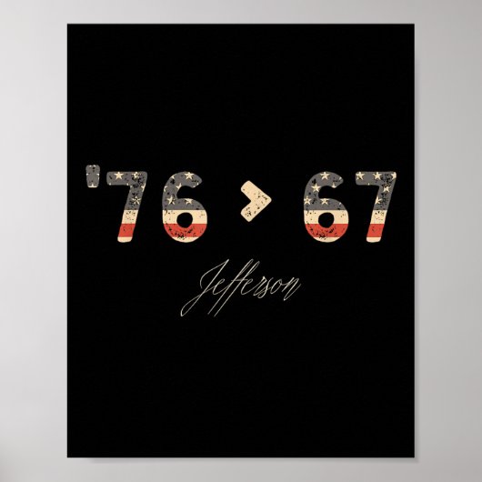 76 67 Jefferson Six Seven Meme For Gen Alpha Slang Poster (Voorkant)