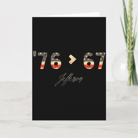 76 > 67 Jefferson Six Seven Meme voor Gen Alpha Kaart (Voorkant)